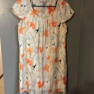 H&M white bird/flower pattern dress